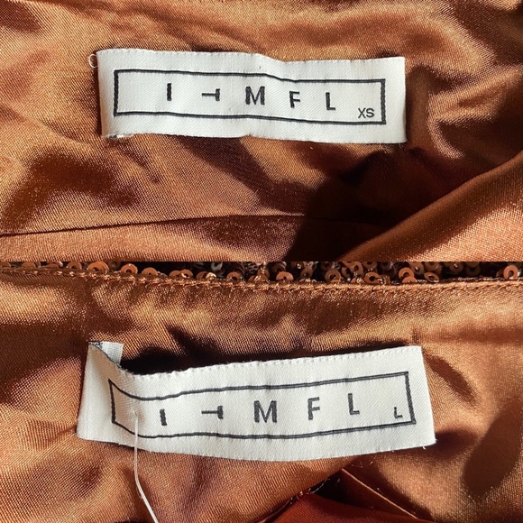 ITMFL Marissa Sequin‎ Halter Neck Ruched Midi Dress Brown Party Cocktail Sz L - Picture 5 of 6